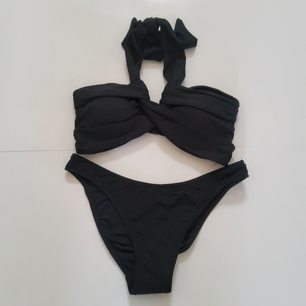 Sexy Seafolly Black Twist Bandeau Bikini